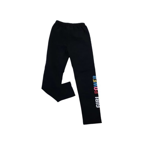 Fekete színes feliratos pamut leggings 