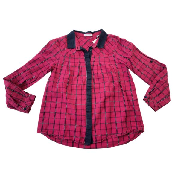 Okaidi rózsaszín kockás vászon ing