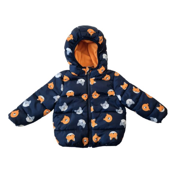 Fox&Bunny kék narancs állatos bélelt kabát