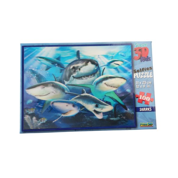 3D cápás 100 darabos puzzle